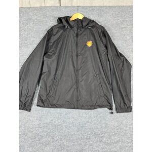 Shell North End Mens Lightweight Hooded Jacket Black Logo All Climate Wear‎ Sz M